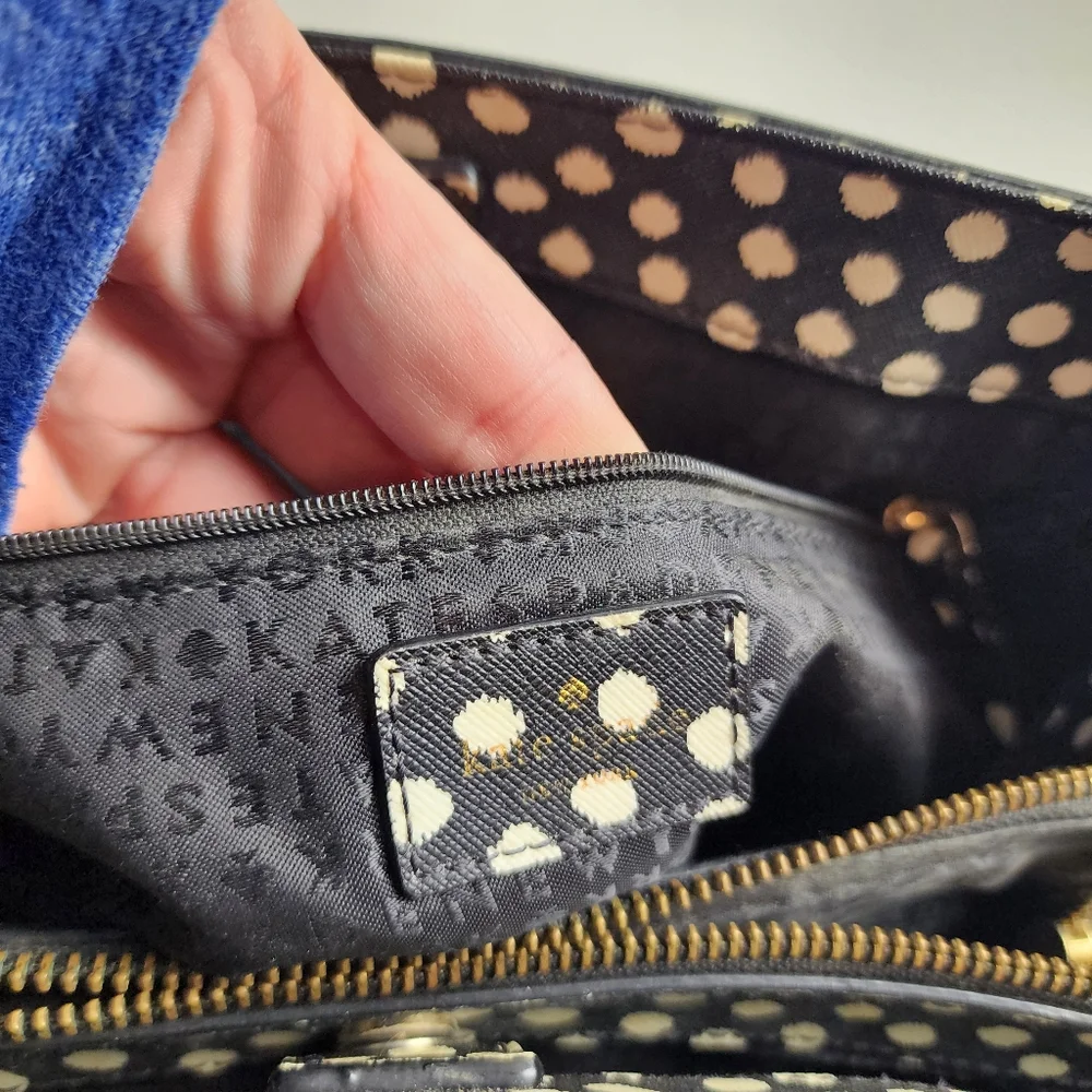 Kate Spade New York Black White Polka Dot Satchel Purse READ